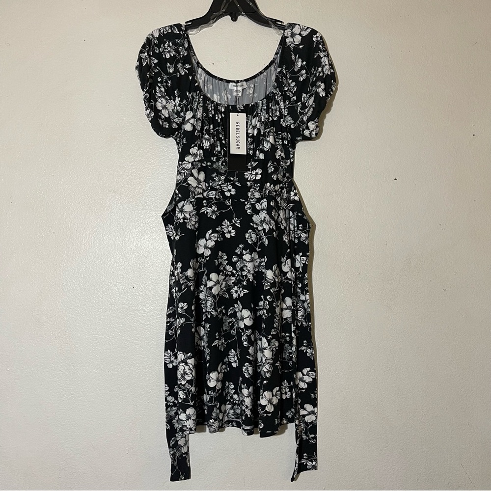Rebel Sugar Black and White Floral Midi Dress